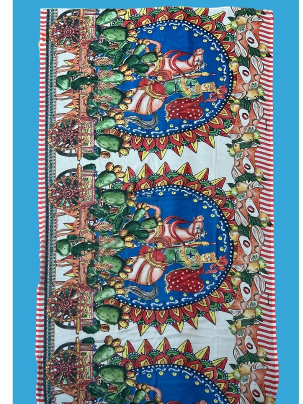 Antica Sartoria Red White & Blue Knights  40X70 Sarong scarf NWT